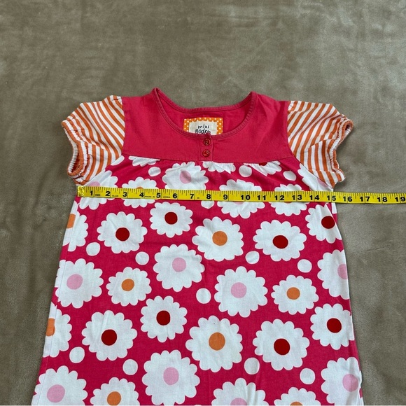 Mini Boden Girls Floral Striped Pink Orange Cap Sleeve Top Size 9-10Y - Picture 6 of 7